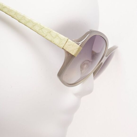 Linda Farrow Luxe Scaled Leather Arm Square Sunglasses